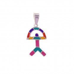 Colgante Indalo Pequeño Multicolor Esmaltado en Plata de Ley 925mls