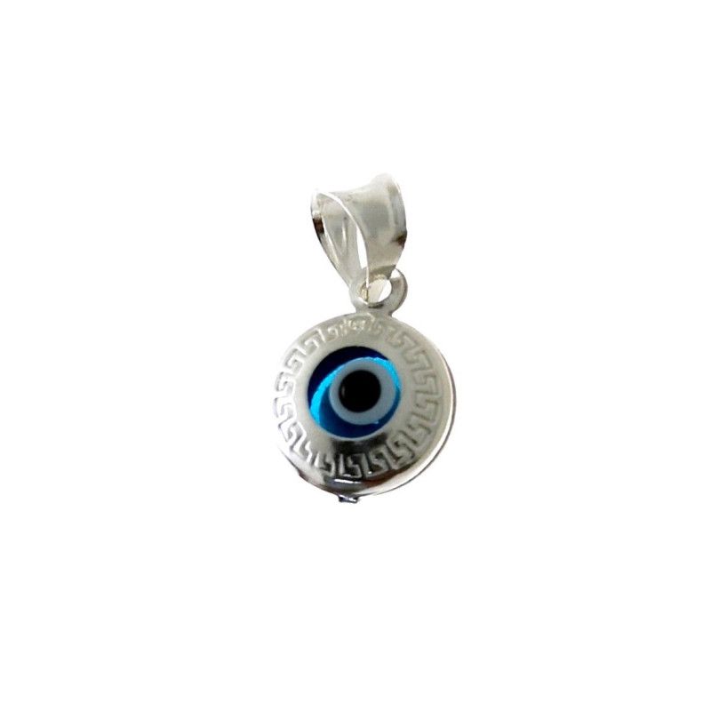 Colgante Ojo Turco con Greca en Plata de Ley 925mls