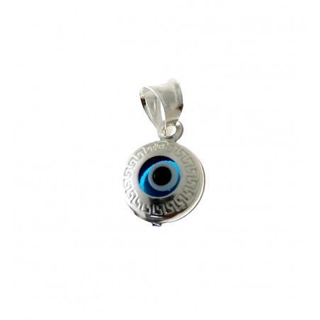 Colgante Ojo Turco con Greca en Plata de Ley 925mls