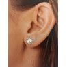 Pendiente de Flor con Circonitas y Perla en Plata de Ley 925mls