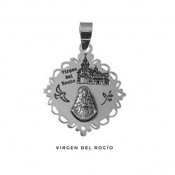 Colgante de la Virgen del Rocío con la Ermita en Plata de Ley 925mls
