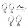 Aros de Chatón Rosa o Blanco Colgando en Plata de Ley 925mls