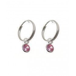 Aros de Chatón Rosa o Blanco Colgando en Plata de Ley 925mls