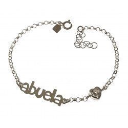 Pulsera de Abuela con Circonita en Corazón en Plata de Ley 925mls