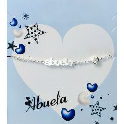 Pulsera de Abuela con Circonita en Corazón en Plata de Ley 925mls