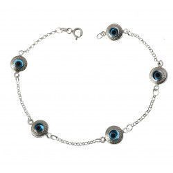 Pulsera de Ojos Turcos con Greca en Plata de Ley 925mls