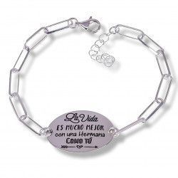 Pulsera de Hermana con Mensaje en Plata de Ley 925mls