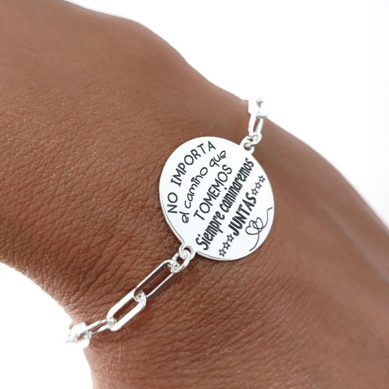 Pulsera de Amigas con Mensaje en Plata de Ley 925mls