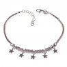 Pulsera de Estrellas Colgando con Entrepiezas en Plata de Ley 925mls