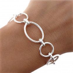 Pulsera Asas Ovaladas y Redondas Huecas en Plata de Ley 925mls