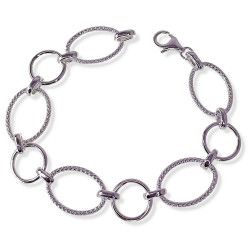 Pulsera Asas Ovaladas y Redondas Huecas en Plata de Ley 925mls