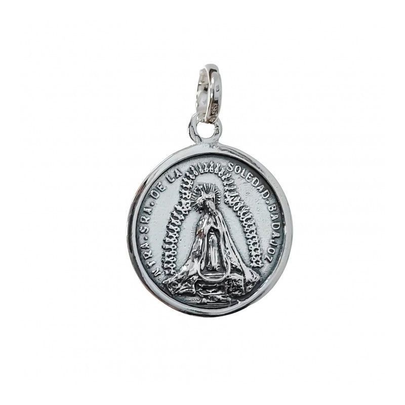 Colgante Medalla Virgen de la Soledad en Plata de Ley 925mls