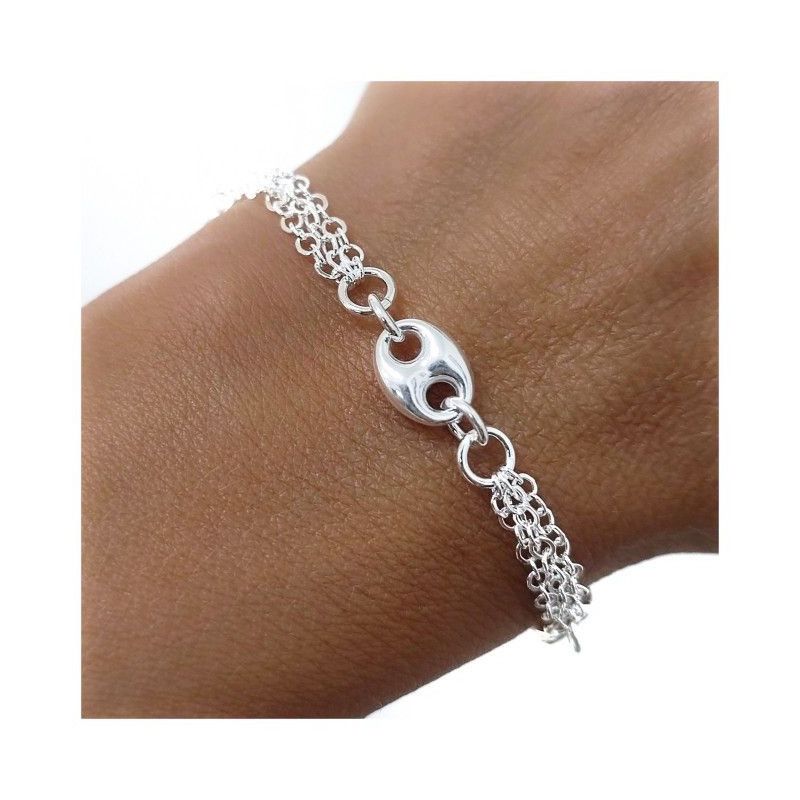 Pulsera Calabrote Triple en Plata de Ley 925mls