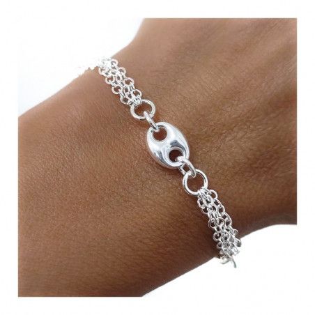 Pulsera Calabrote Triple en Plata de Ley 925mls