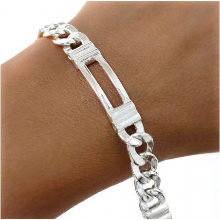 Pulsera Caballero Barbada con Entrepiezas en Plata de Ley 925mls