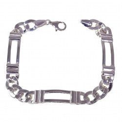Pulsera Caballero Barbada con Entrepiezas en Plata de Ley 925mls