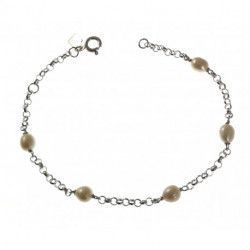 Pulsera Infantil de Perlas Comunión en Plata de Ley 925mls