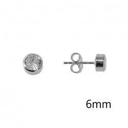 Pendiente Circonita Chatón de 6mm en Plata de Ley 925mls