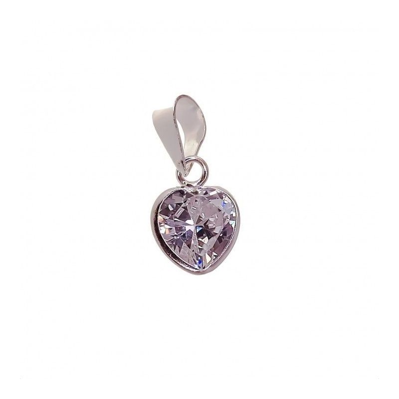 Colgante Corazón Piedra Circonita en Plata de Ley 925mls
