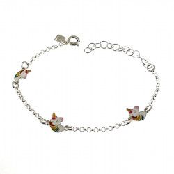 Pulsera Infantil de Unicornios en Plata de Ley 925mls