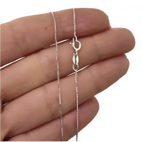 Cadena 40cm Veneciana Cuadrada Rodiada en Plata de Ley 925mls