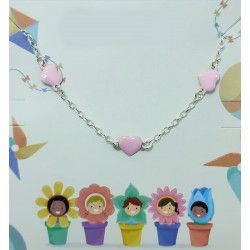 Pulsera Infantil de Corazones en Plata de Ley 925mls