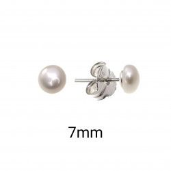 Pendiente de Bola Perla Cultivada de 7mm en Plata de Ley 925mls