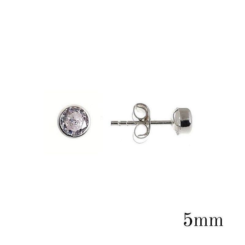 Pendiente Circonita Chatón de 5mm en Plata de Ley 925mls