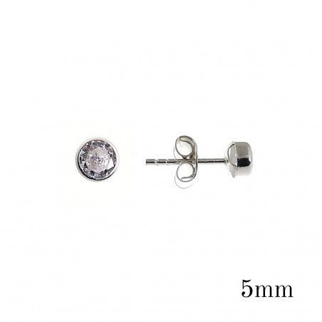 Pendiente Circonita Chatón de 5mm en Plata de Ley 925mls