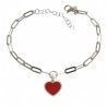 Pulsera Corazón Rojo esmaltado en Plata de Ley 925mls