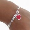 Pulsera Corazón Rojo esmaltado en Plata de Ley 925mls
