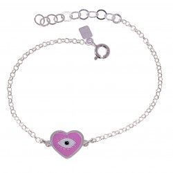 Pulsera de Ojos Turcos Esmaltados a Color en Plata de Ley 925mls