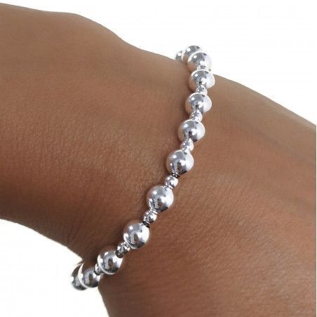 Pulsera de Bolas Alternada 1+1 en Plata de Ley 925mls