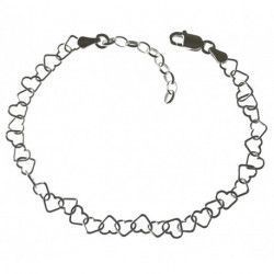 Pulsera de Corazones Calados Entrelazados en Plata de Ley 925mls
