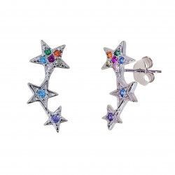 Trepador de Estrellas con Circonitas de Colores en Plata de Ley 925mls