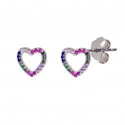Pendiente de Corazón Multicolor en Plata de Ley 925mls