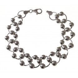Pulsera de Bolas 6mm con Asas Planas Triple en Plata de Ley 925mls