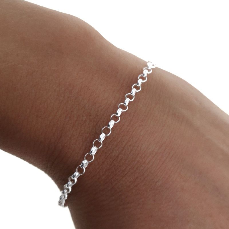 Pulsera Cadena de Rolo en Plata de Ley 925mls