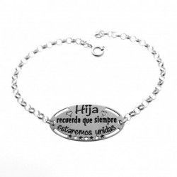Pulsera "Hija recuerda que siempre estaremos unidas" en Plata de Ley