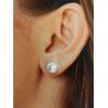 Pendiente de Perla con Flor en Plata de Ley 925mls