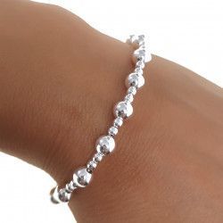 Pulsera de Bolas Alternada 2+1 en Plata de Ley 925mls