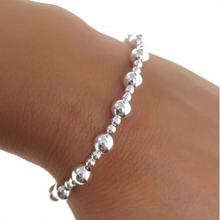 Pulsera de Bolas Alternada 2+1 en Plata de Ley 925mls