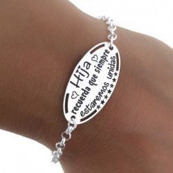 Pulsera "Hija recuerda que siempre estaremos unidas" en Plata de Ley