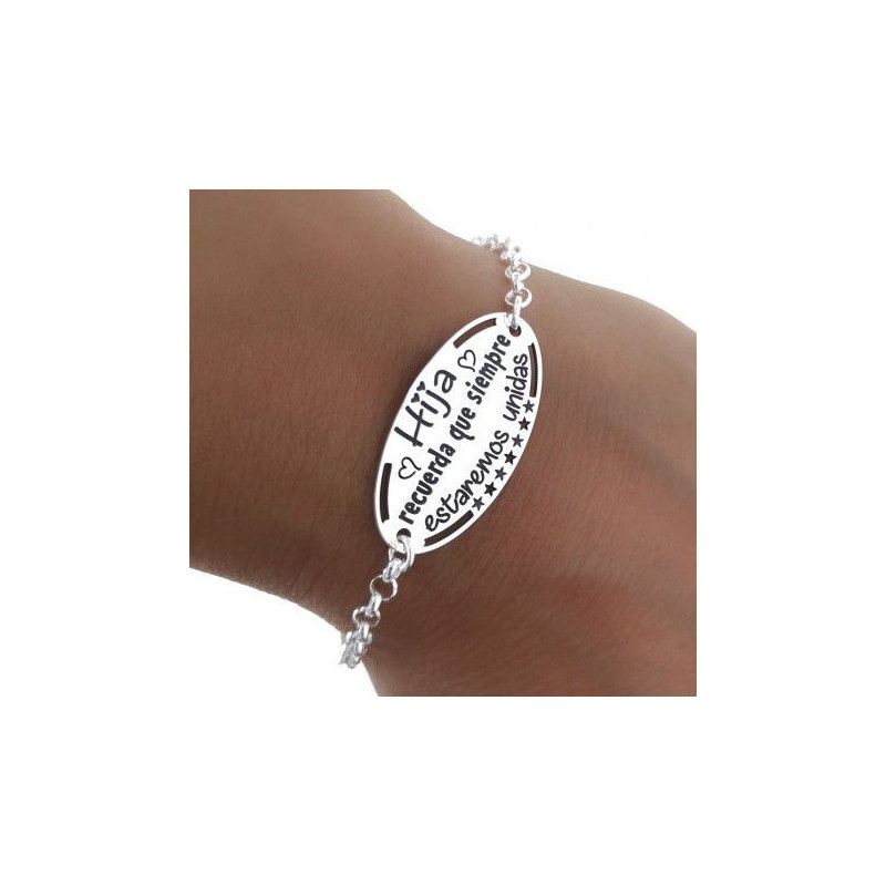 Pulsera "Hija recuerda que siempre estaremos unidas" en Plata de Ley