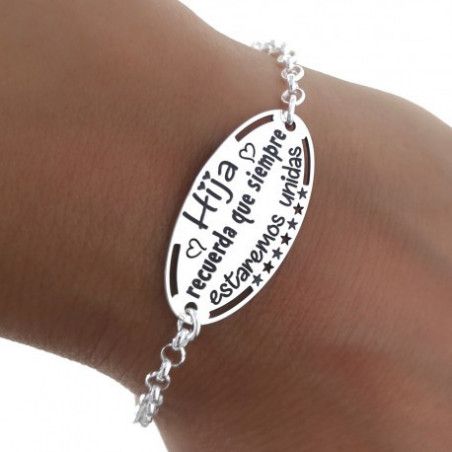 Pulsera "Hija recuerda que siempre estaremos unidas" en Plata de Ley
