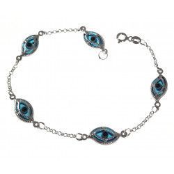 Pulsera de Ojos Turcos en Plata de Ley 925mls