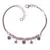 Pulsera de Corazones con Estrellas Entrepiezas en Plata de Ley 925mls