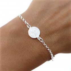 Pulsera de San Benito Doble Cara en Plata de Ley 925mls