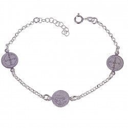 Pulsera de San Benito Doble Cara en Plata de Ley 925mls