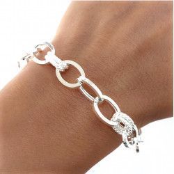 Pulsera Asas Dobles Talladas Huecas en Plata de Ley 925mls